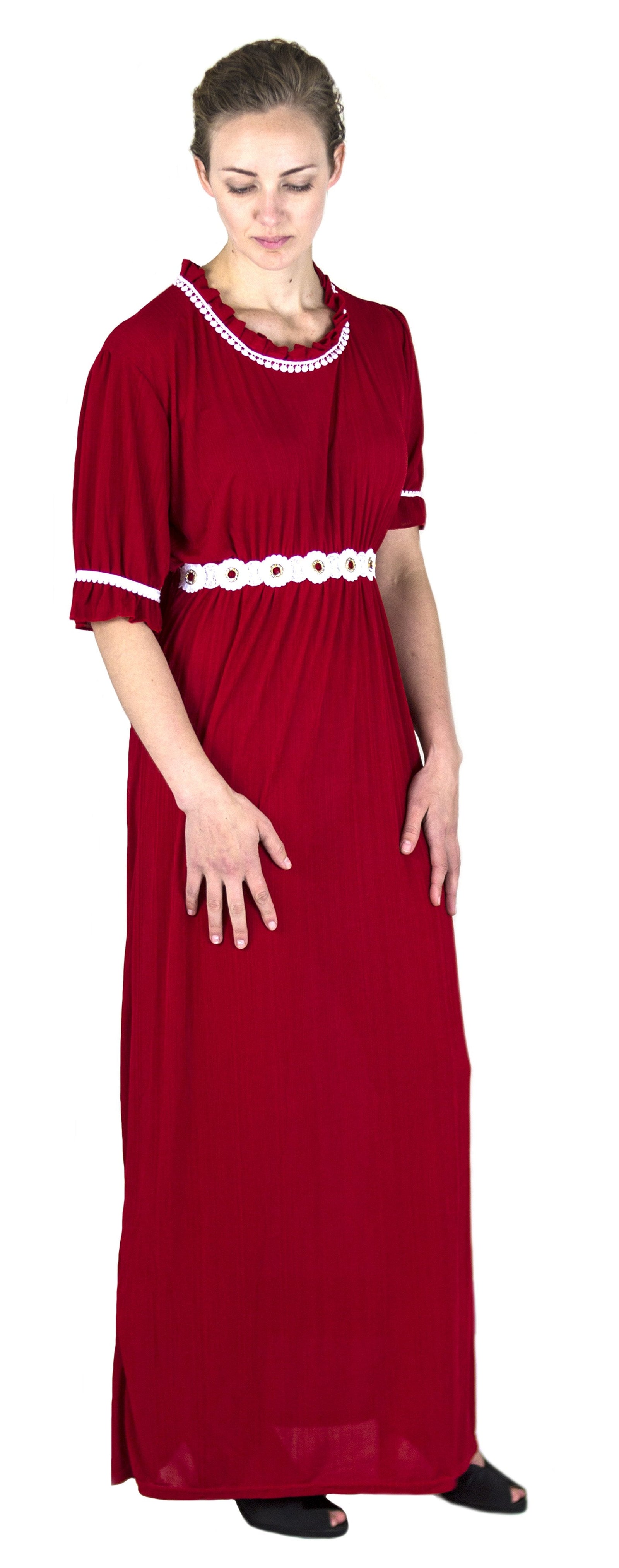 Vestido informal largo de encaje con mangas cortas y elástico para mujer de Sakkas Isabis