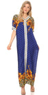 Sakkas Sabra Womens Long Casual Cover-up Tunic Kaftan V neck Dress