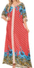 Sakkas Sabra Womens Long Casual Cover-up Tunic Kaftan V neck Dress