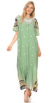 Sakkas Sabra Womens Long Casual Cover-up Tunic Kaftan V neck Dress