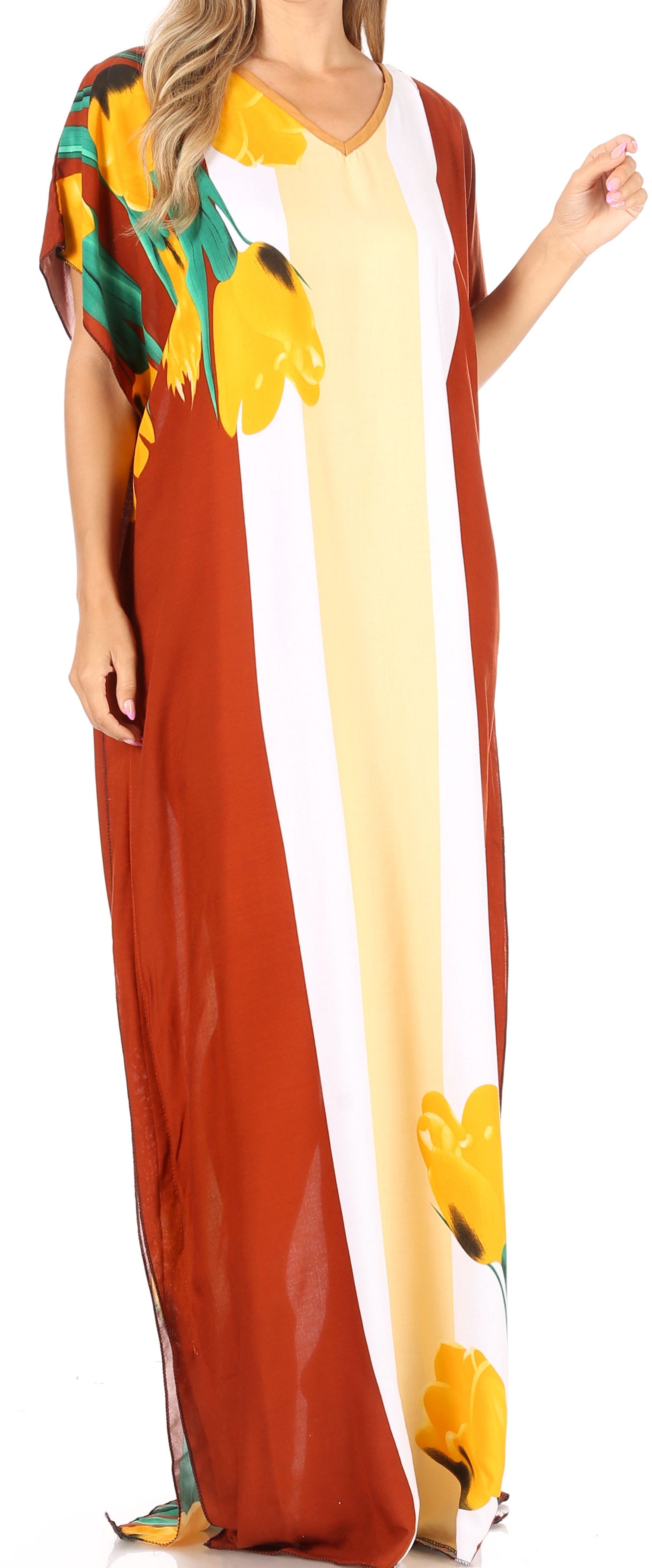Vestido caftán Sakkas Aggy para mujer, estampado africano, estilo dashiki, maxi, bohemio, hippie y colorido