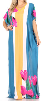 Vestido caftán Sakkas Aggy para mujer, estampado africano, estilo dashiki, maxi, bohemio, hippie y colorido