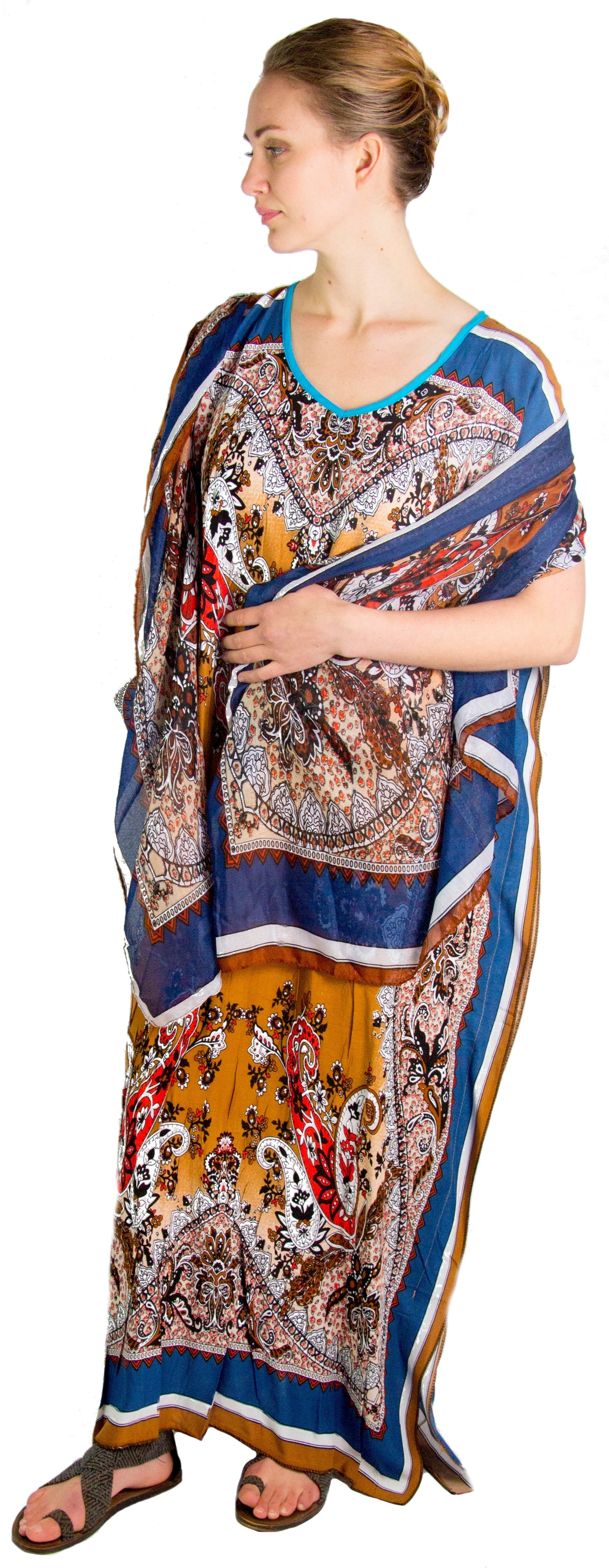 Vestido caftán Sakkas Aggy para mujer, estampado africano, estilo dashiki, maxi, bohemio, hippie y colorido
