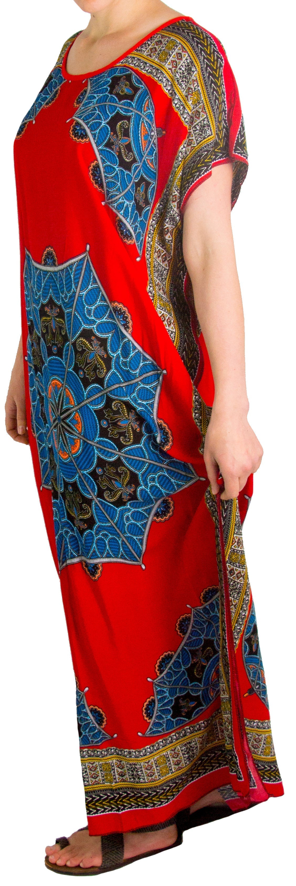 Vestido caftán Sakkas Aggy para mujer, estampado africano, estilo dashiki, maxi, bohemio, hippie y colorido