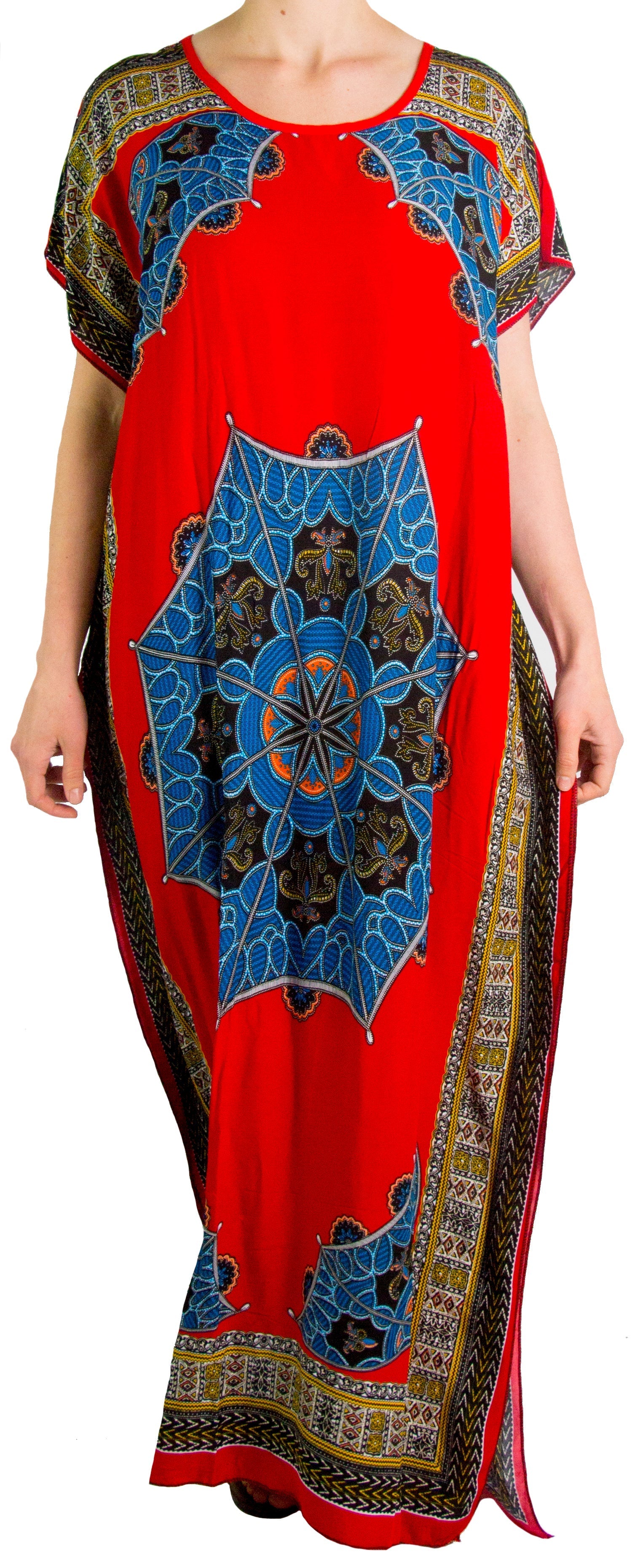 Vestido caftán Sakkas Aggy para mujer, estampado africano, estilo dashiki, maxi, bohemio, hippie y colorido