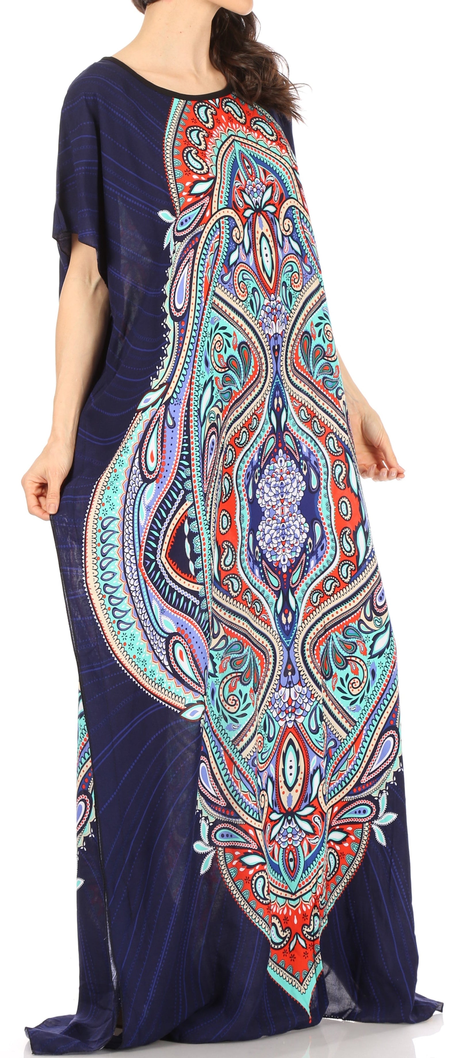 Vestido caftán Sakkas Aggy para mujer, estampado africano, estilo dashiki, maxi, bohemio, hippie y colorido