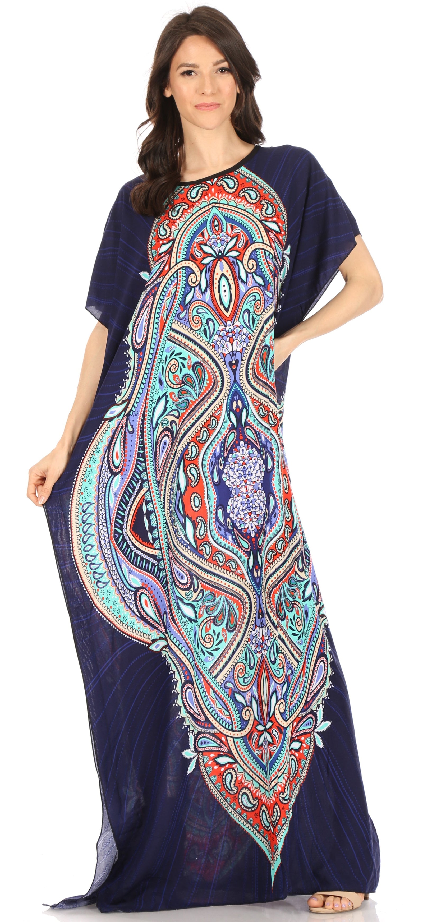 Vestido caftán Sakkas Aggy para mujer, estampado africano, estilo dashiki, maxi, bohemio, hippie y colorido