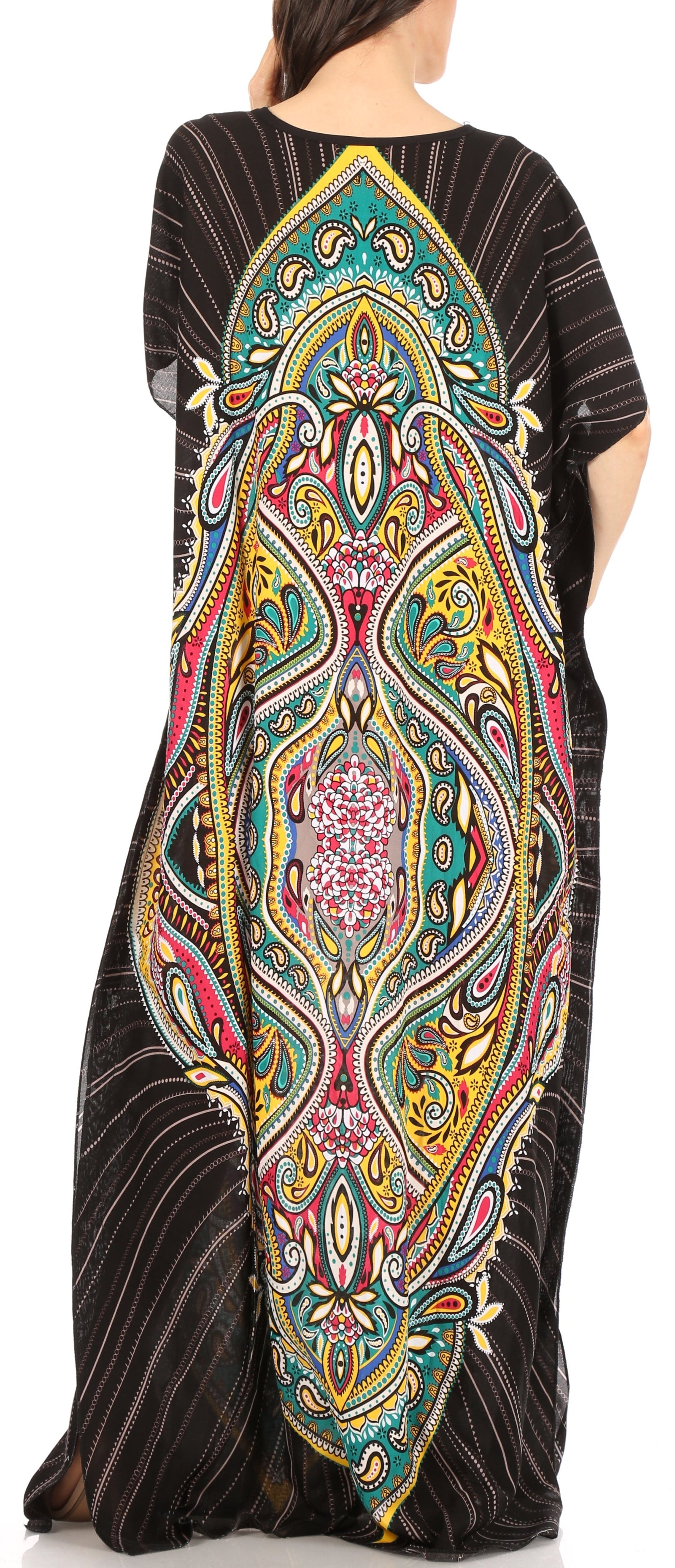 Vestido caftán Sakkas Aggy para mujer, estampado africano, estilo dashiki, maxi, bohemio, hippie y colorido