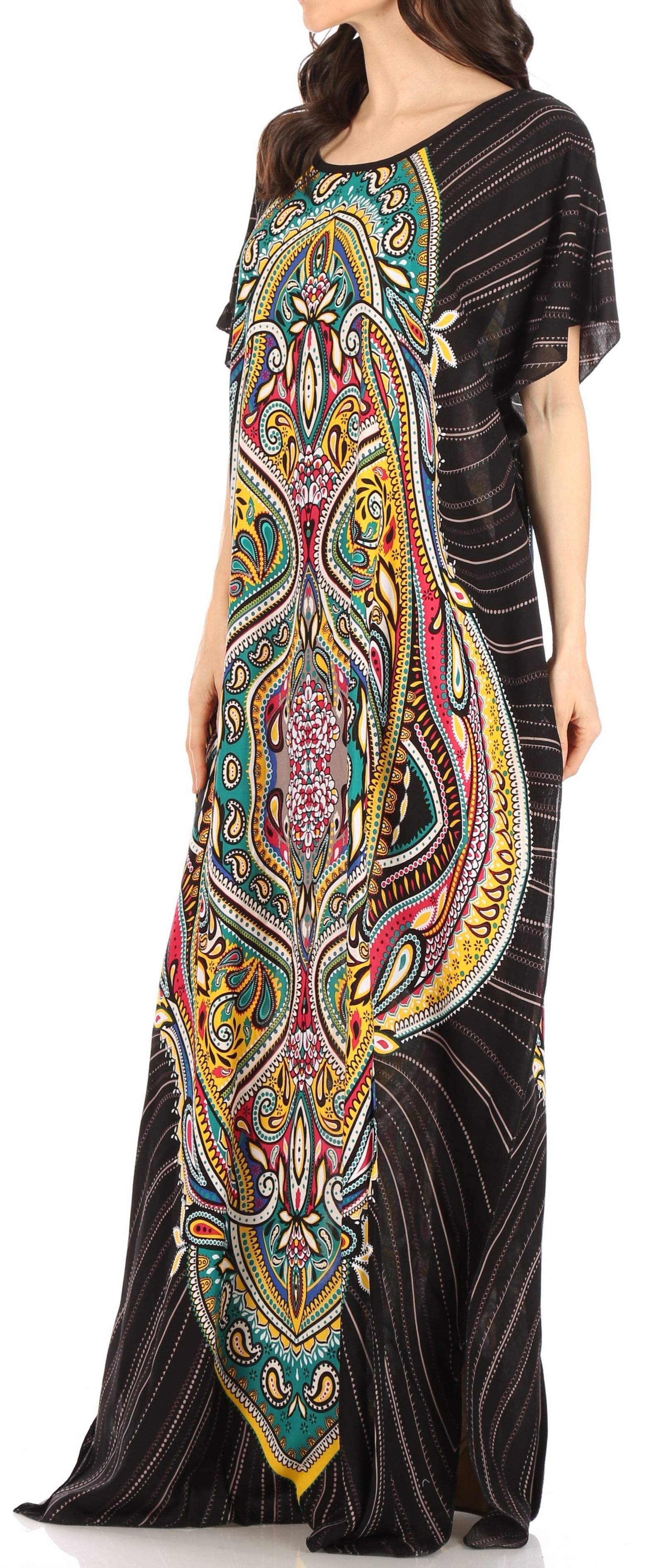 Vestido caftán Sakkas Aggy para mujer, estampado africano, estilo dashiki, maxi, bohemio, hippie y colorido
