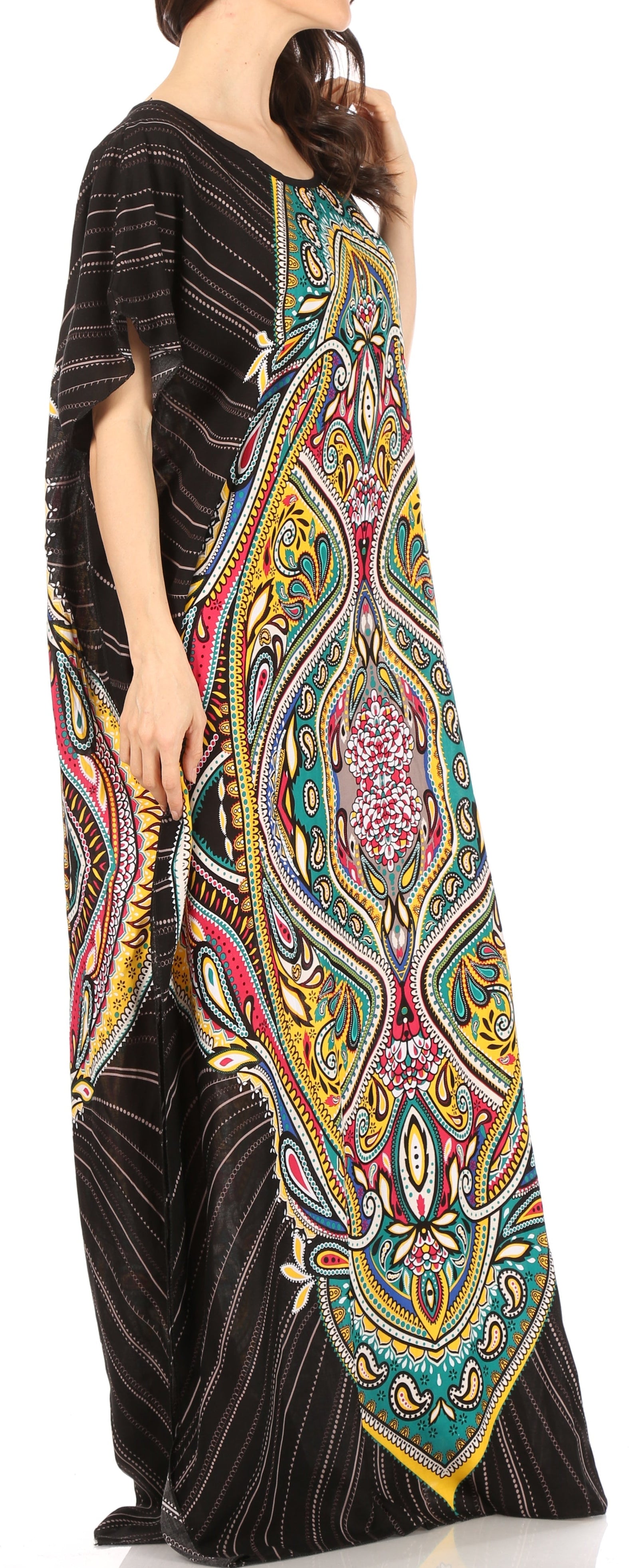 Vestido caftán Sakkas Aggy para mujer, estampado africano, estilo dashiki, maxi, bohemio, hippie y colorido