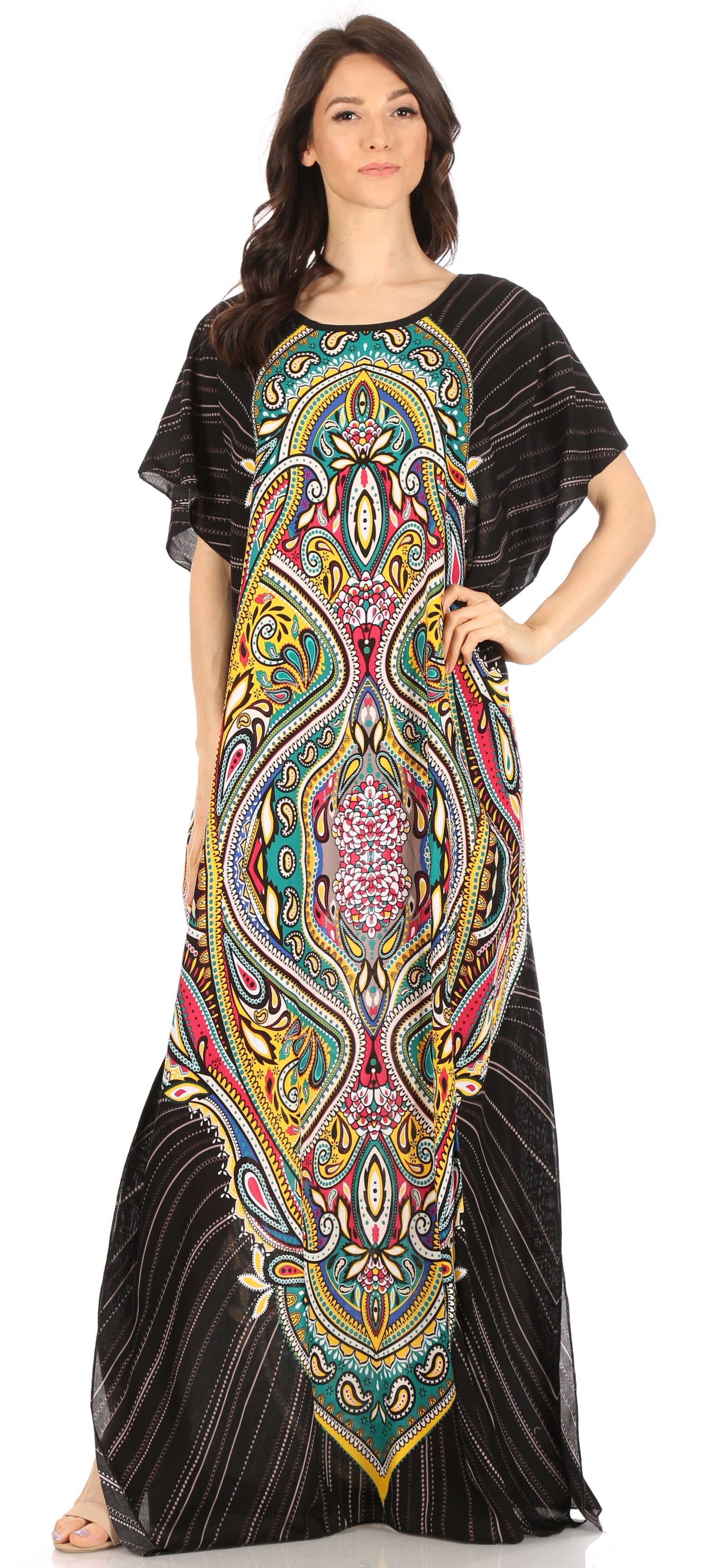Vestido caftán Sakkas Aggy para mujer, estampado africano, estilo dashiki, maxi, bohemio, hippie y colorido