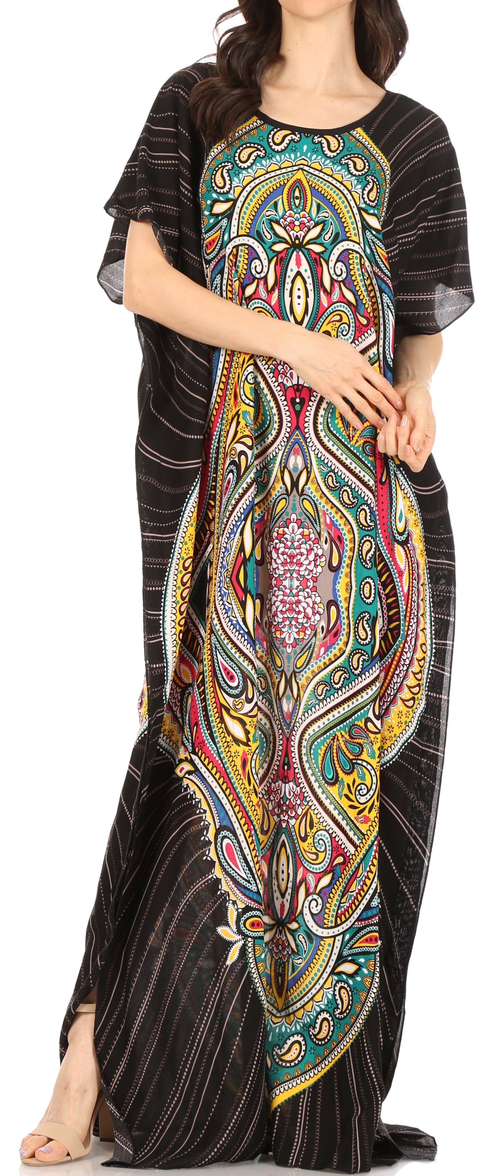 Vestido caftán Sakkas Aggy para mujer, estampado africano, estilo dashiki, maxi, bohemio, hippie y colorido