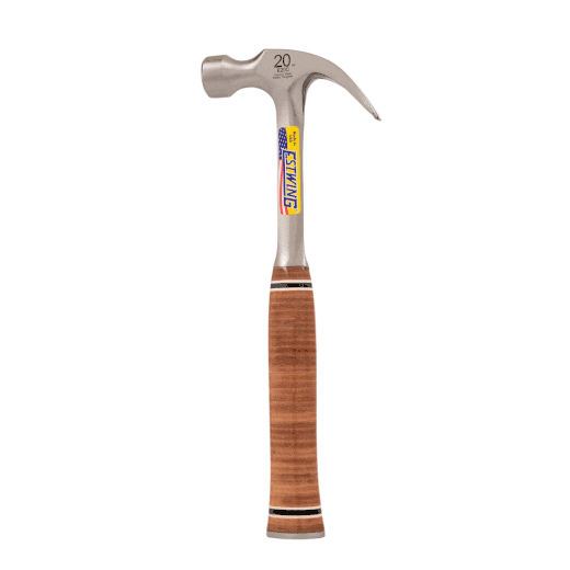 Martillo de garra curvo Estwing E20C de 20 oz con empuñadura de cuero 
