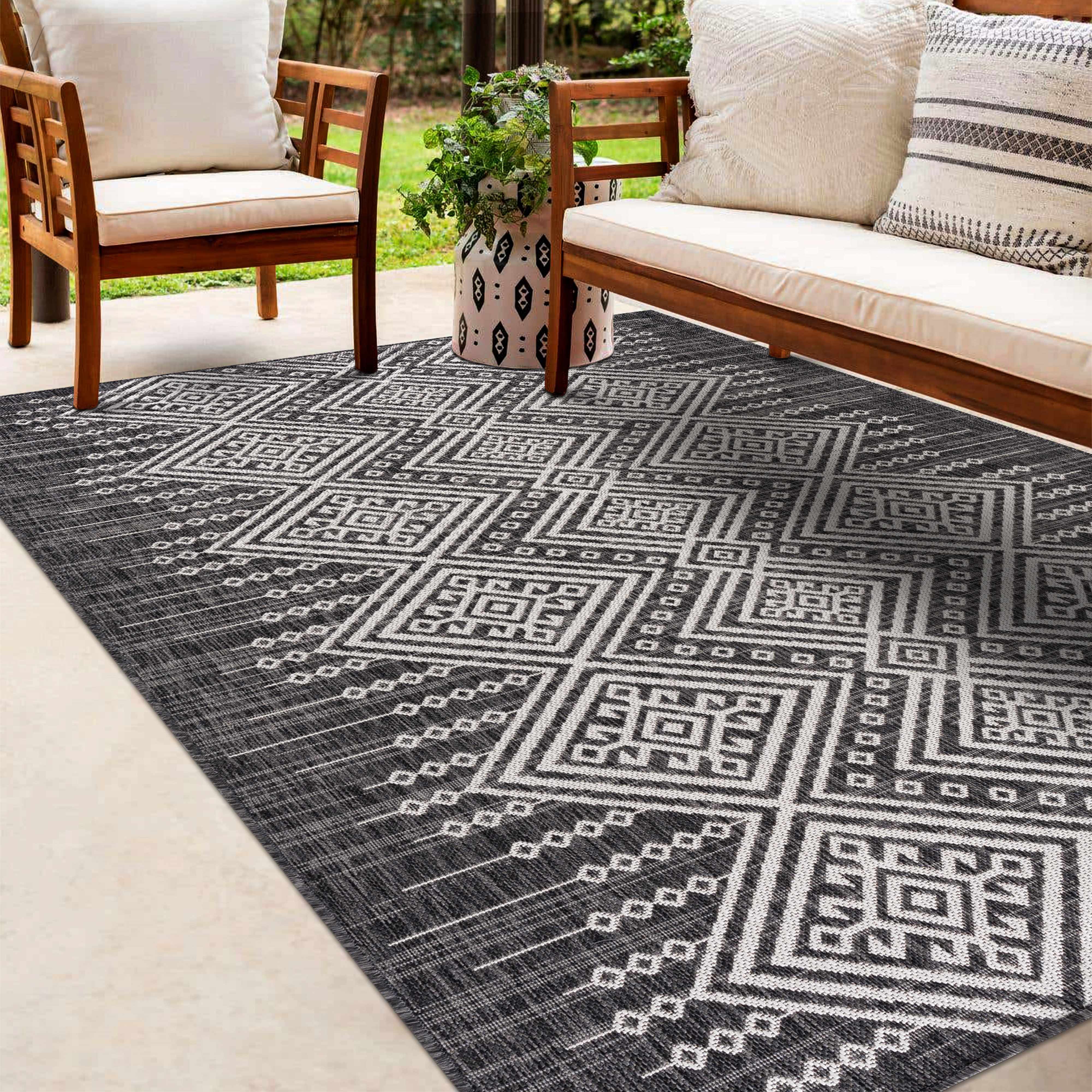 Alfombra de alto rendimiento en blanco y negro de Frankville
