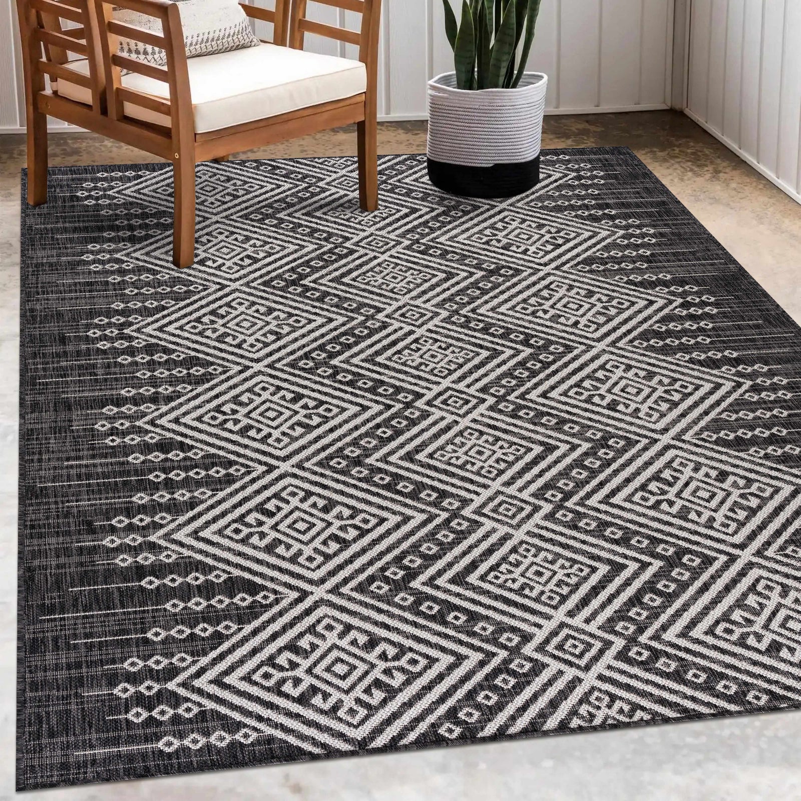 Alfombra de alto rendimiento en blanco y negro de Frankville