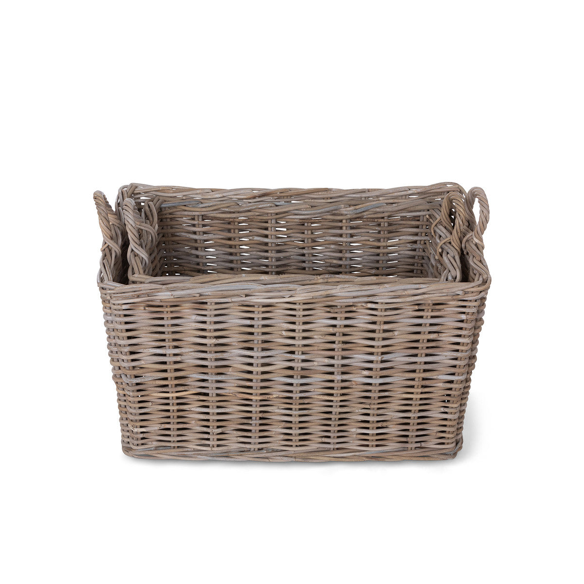 Lovecup Rattan Woven Storage Basket with Casters, Set of 2 L217
