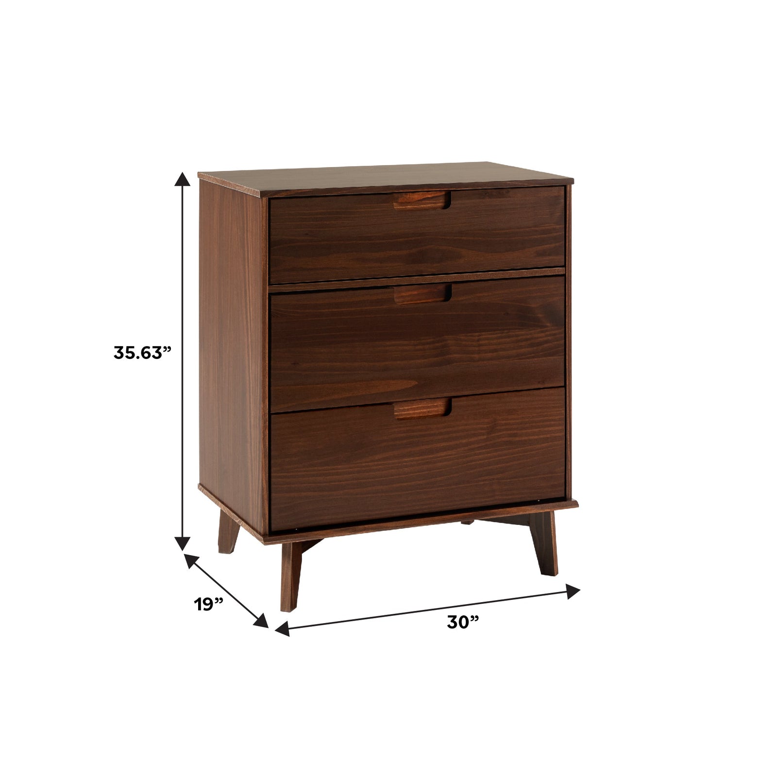 Cómoda moderna de mediados de siglo de madera maciza de Sloane