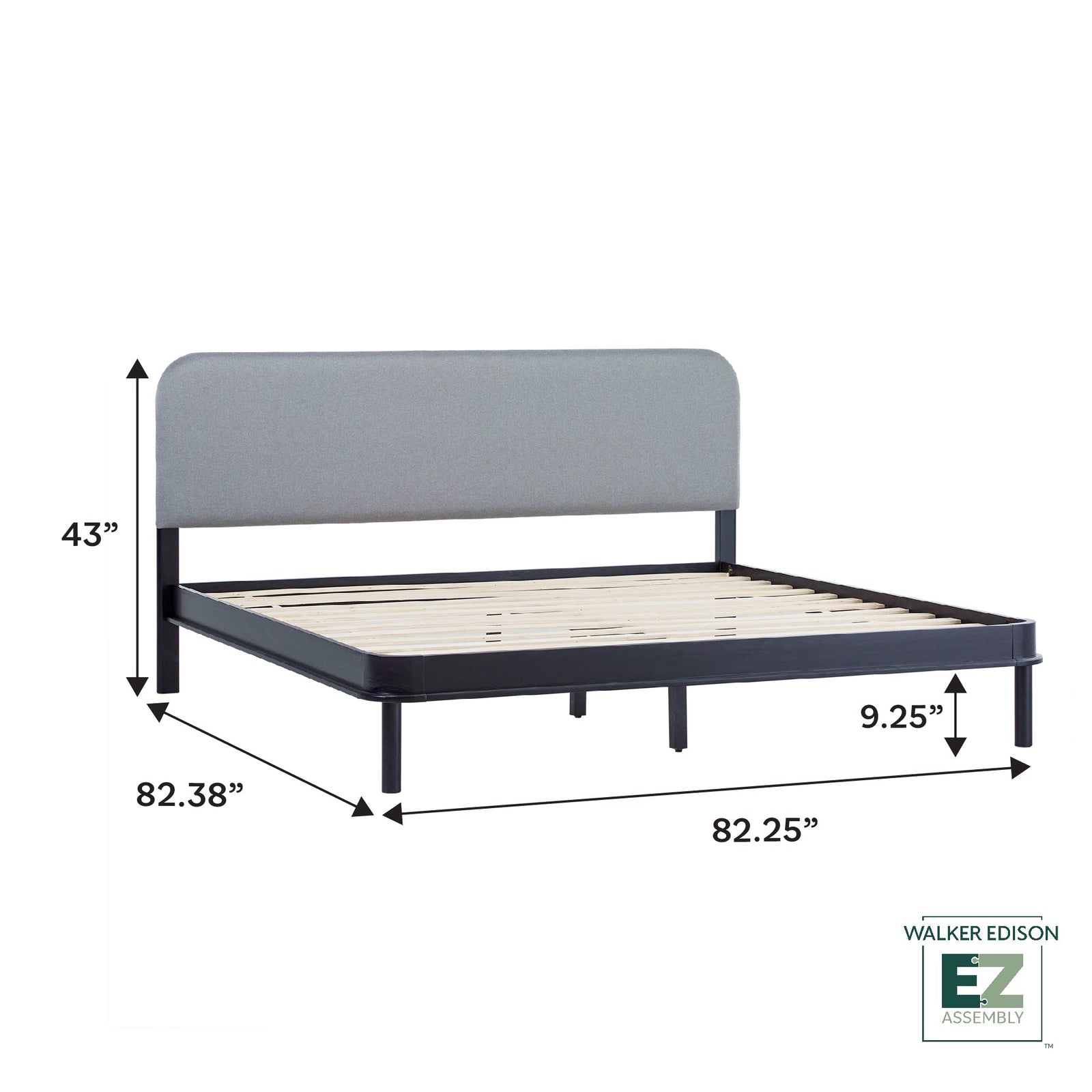 Cabecero tapizado contemporáneo Annette con estructura de cama de madera curva
