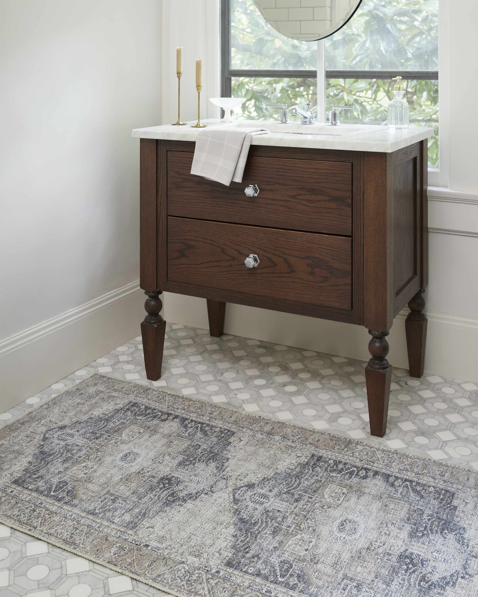 Alfombra lavable beige Rosman - Edición limitada