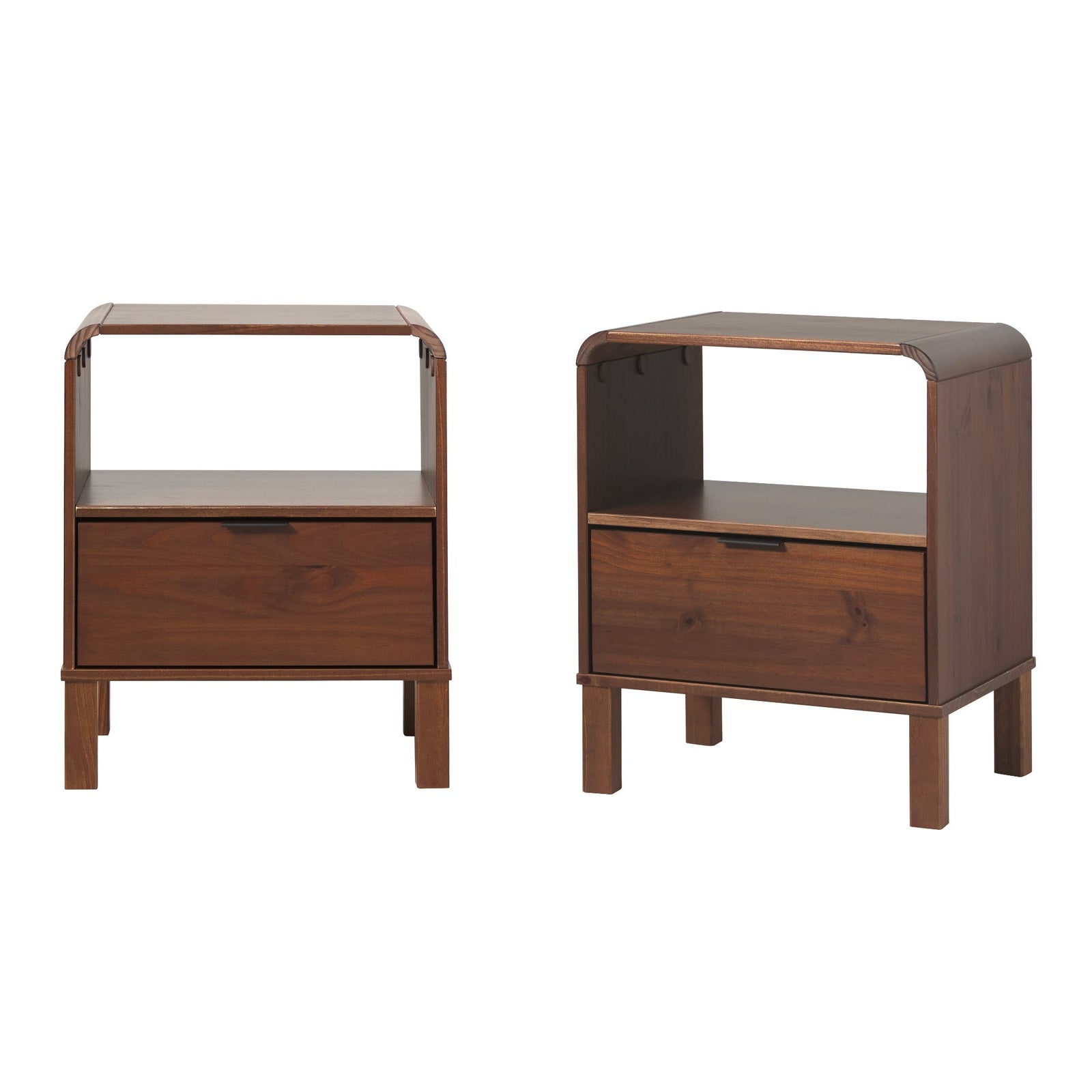 Mesita de noche moderna de madera maciza con marco curvo Elias