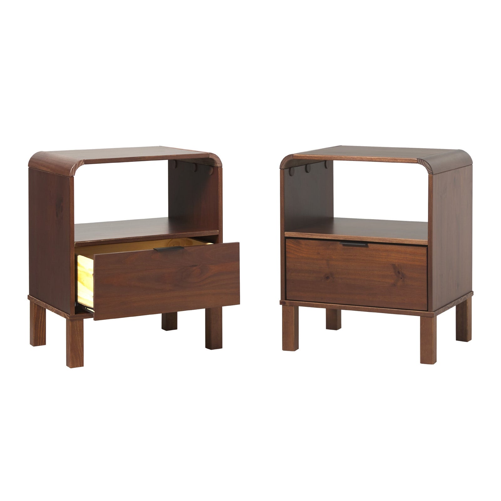 Mesita de noche moderna de madera maciza con marco curvo Elias
