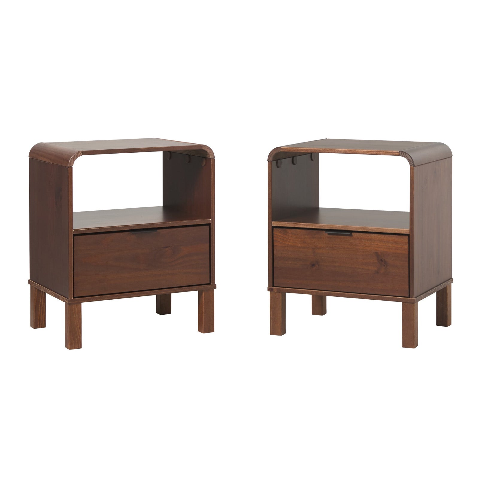 Mesita de noche moderna de madera maciza con marco curvo Elias