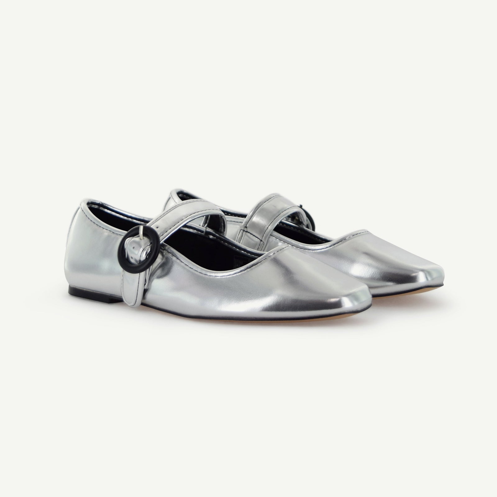 Mariana: Flat Mary Jane - Silver Women's Shoe