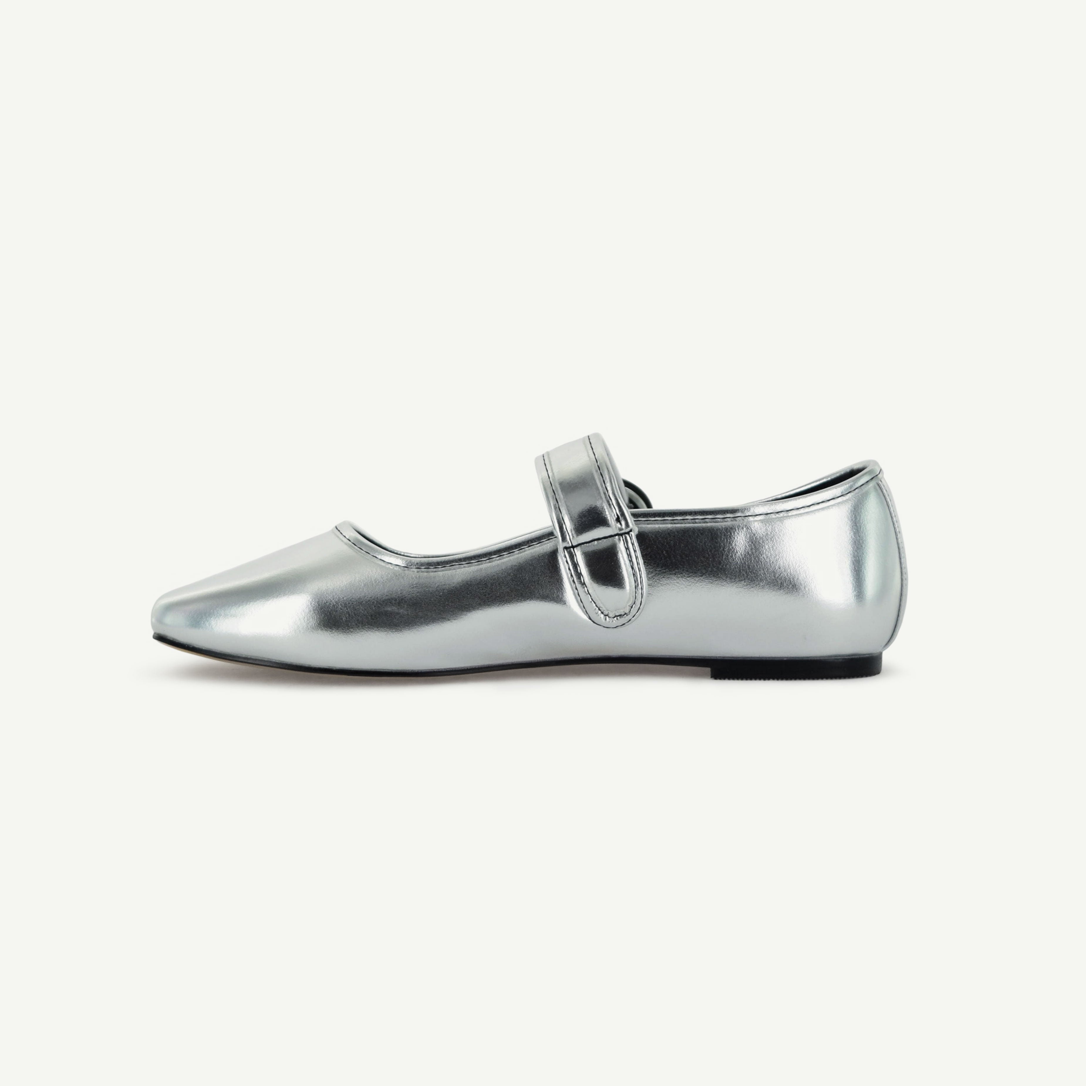 Mariana: Flat Mary Jane - Silver Women's Shoe