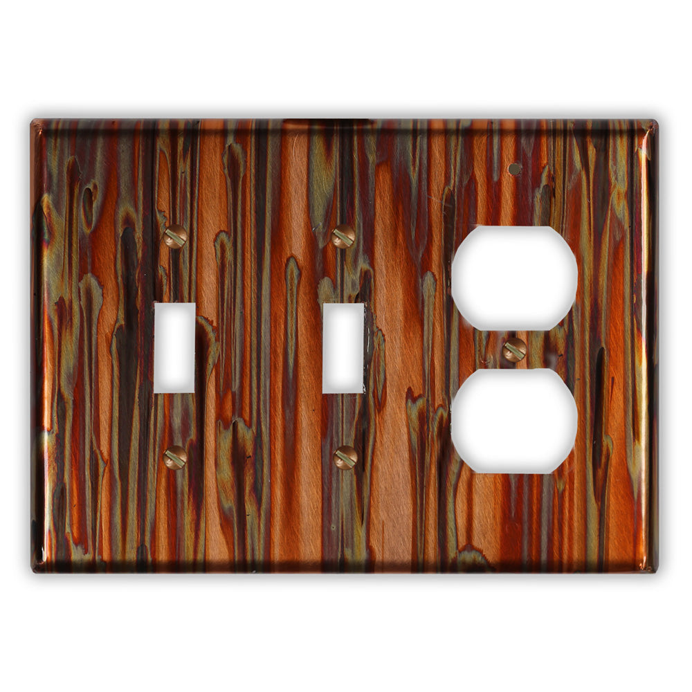 Enchantment Vertical Copper - 2 Toggle / 1 Duplex Wallplate