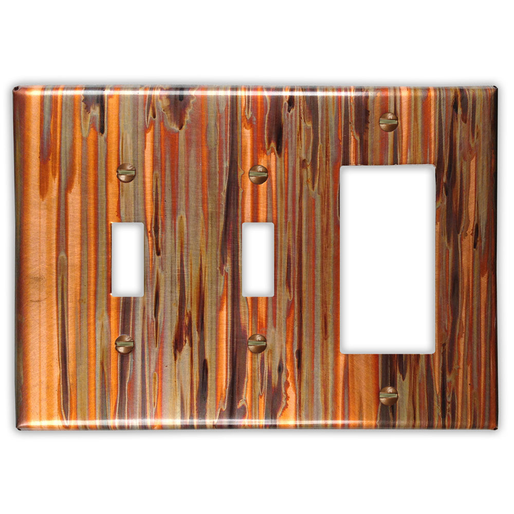 Enchantment Vertical Copper - 2 Toggle / 1 Rocker Wallplate
