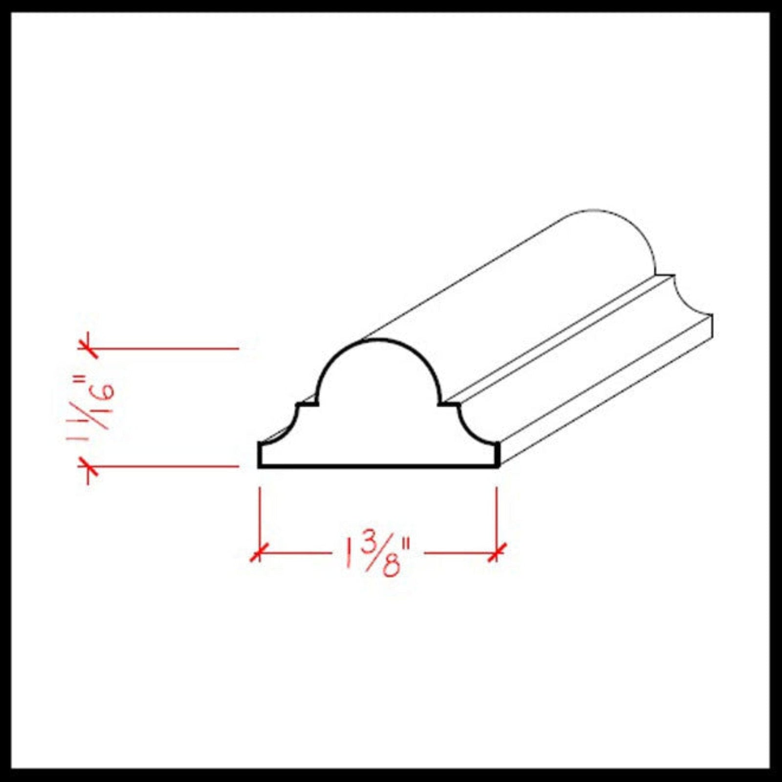 EWAS12 Astragal Moulding 1-3/8