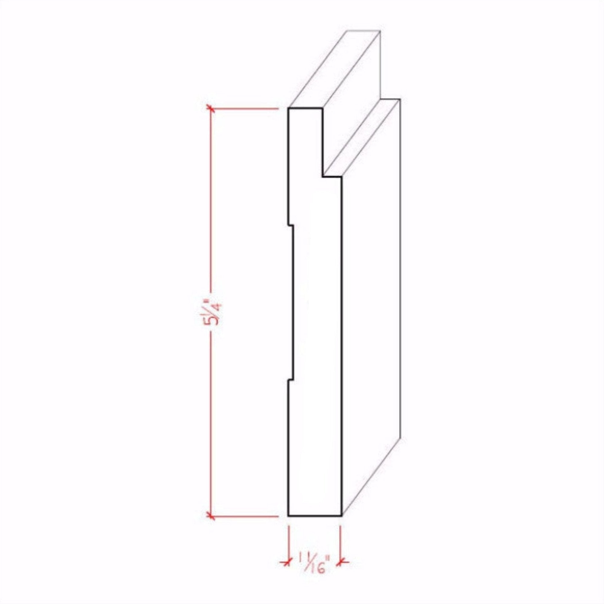 EWBB18 Notched Baseboard 5-1/4" Tall x 11/16"Moulding. Unfinished