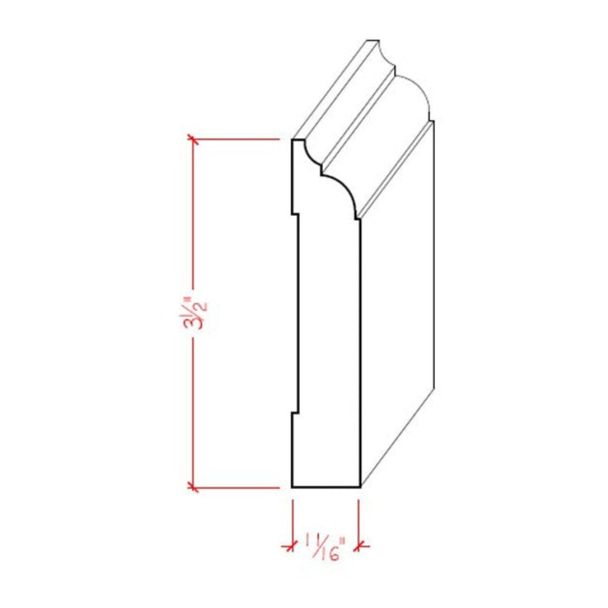 EWBB22 Nose & Cove 3-1/2" Tall x 11/16" Baseboard Moulding. Unfinished
