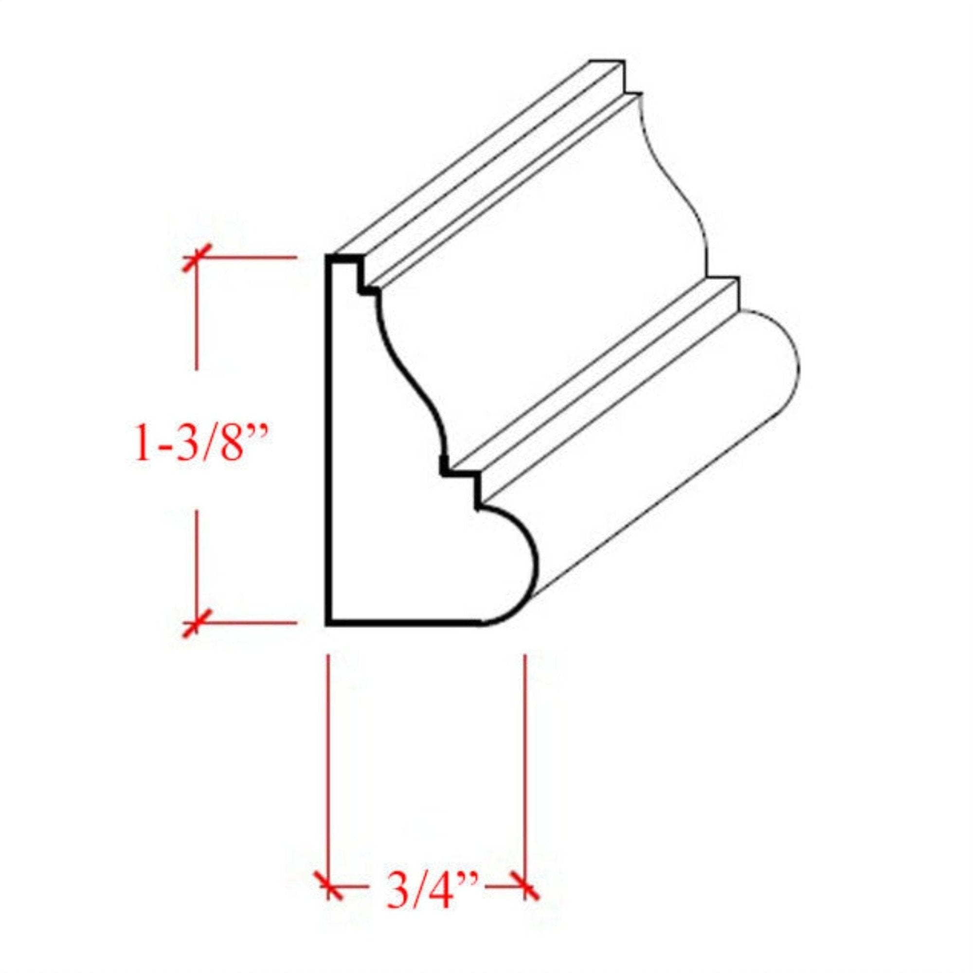 EWBC28 Colonial 1-3/8" Tall x 3/4" Base Cap Moulding. Unfinished