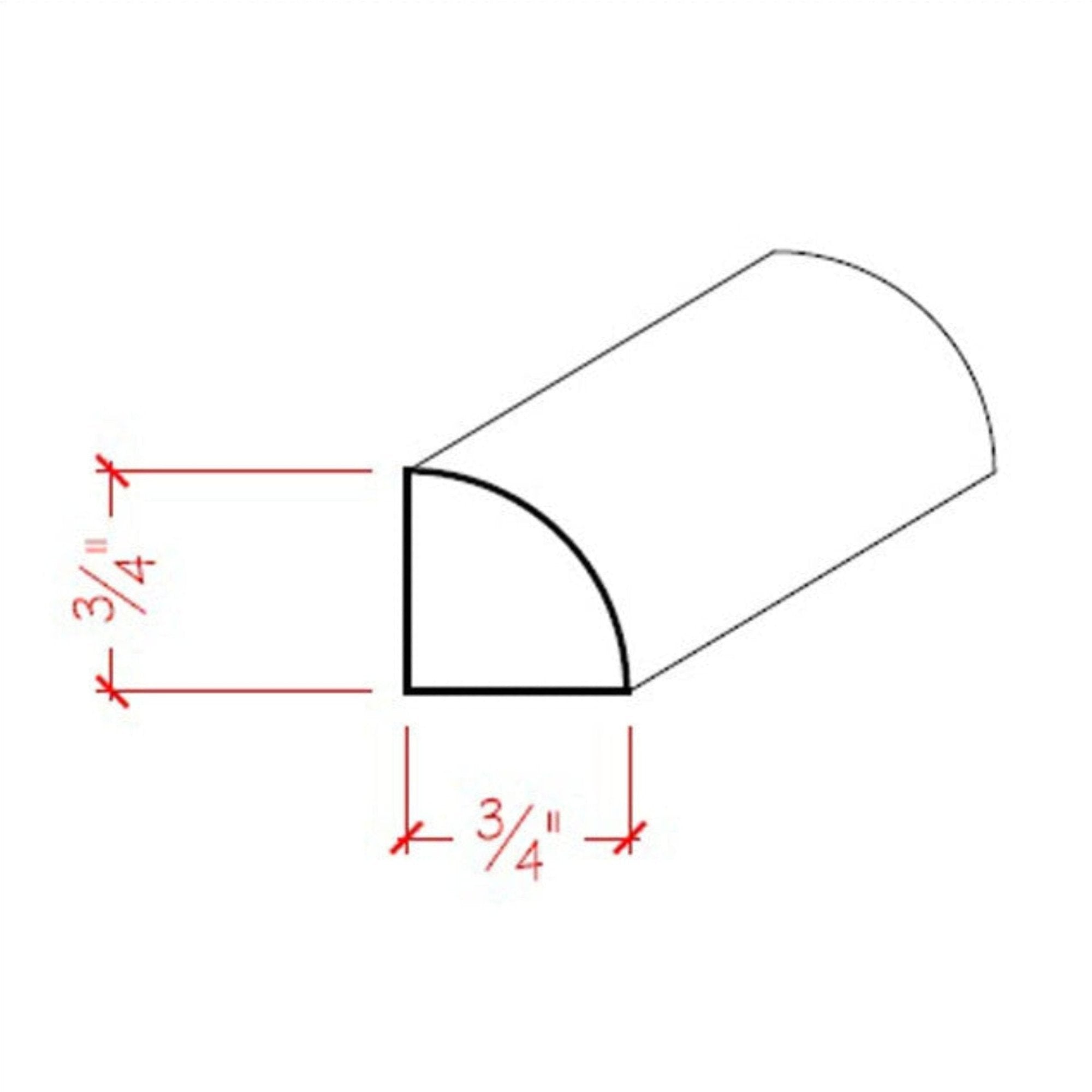 EWBS12 Baseboard Shoe 3/4" x 3/4" Quarter Round. Unfinished