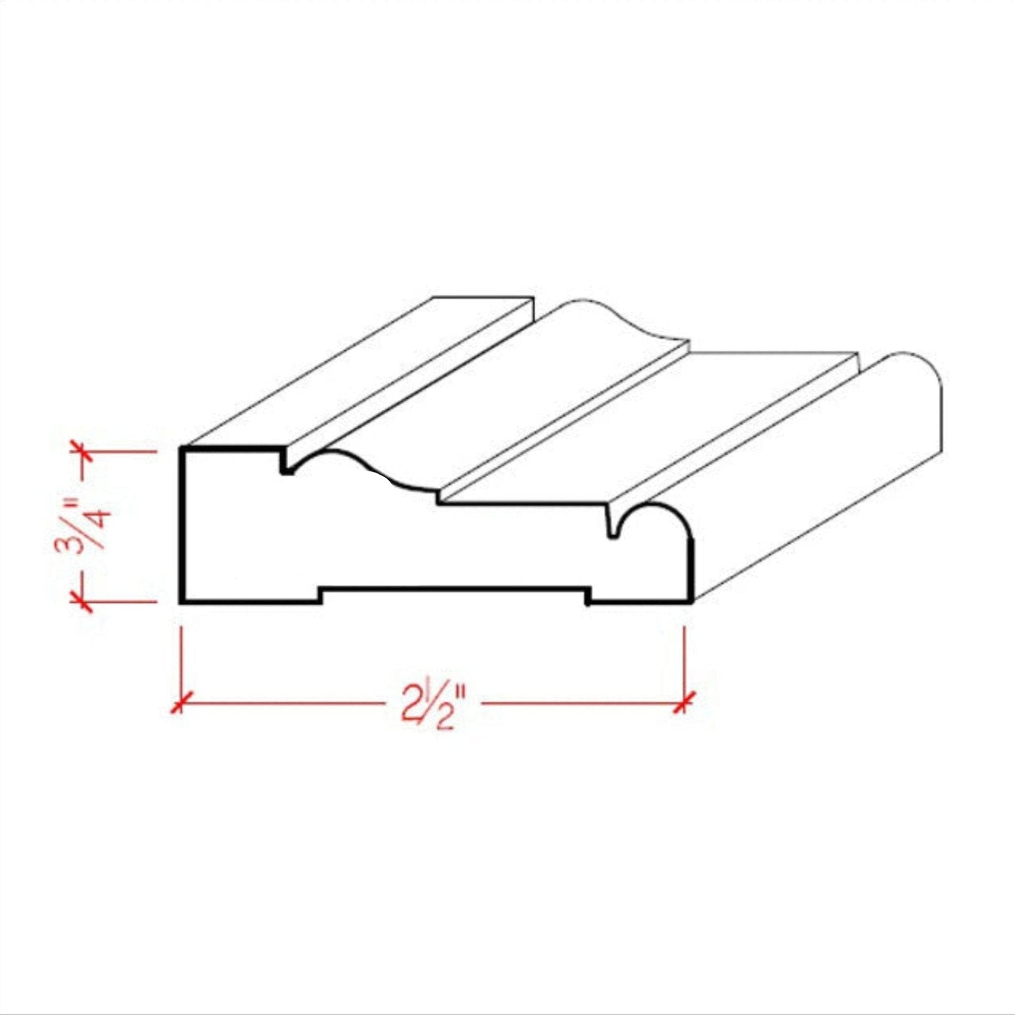 EWCA16 Colonial Casing 2-1/2" wide x 3/4" Trim. Unfinished Moulding