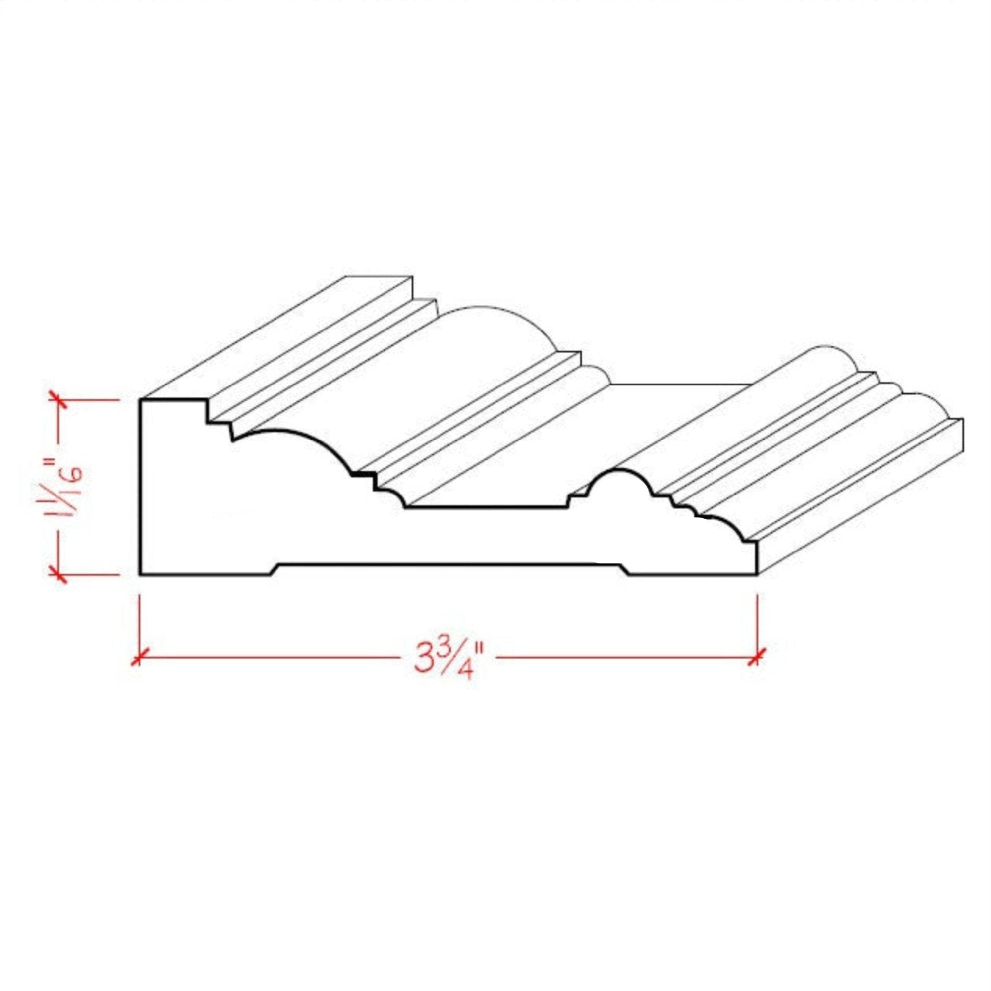 EWCA22 Traditional Casing 3-3/4" wide x 1" Trim. Unfinished Moulding