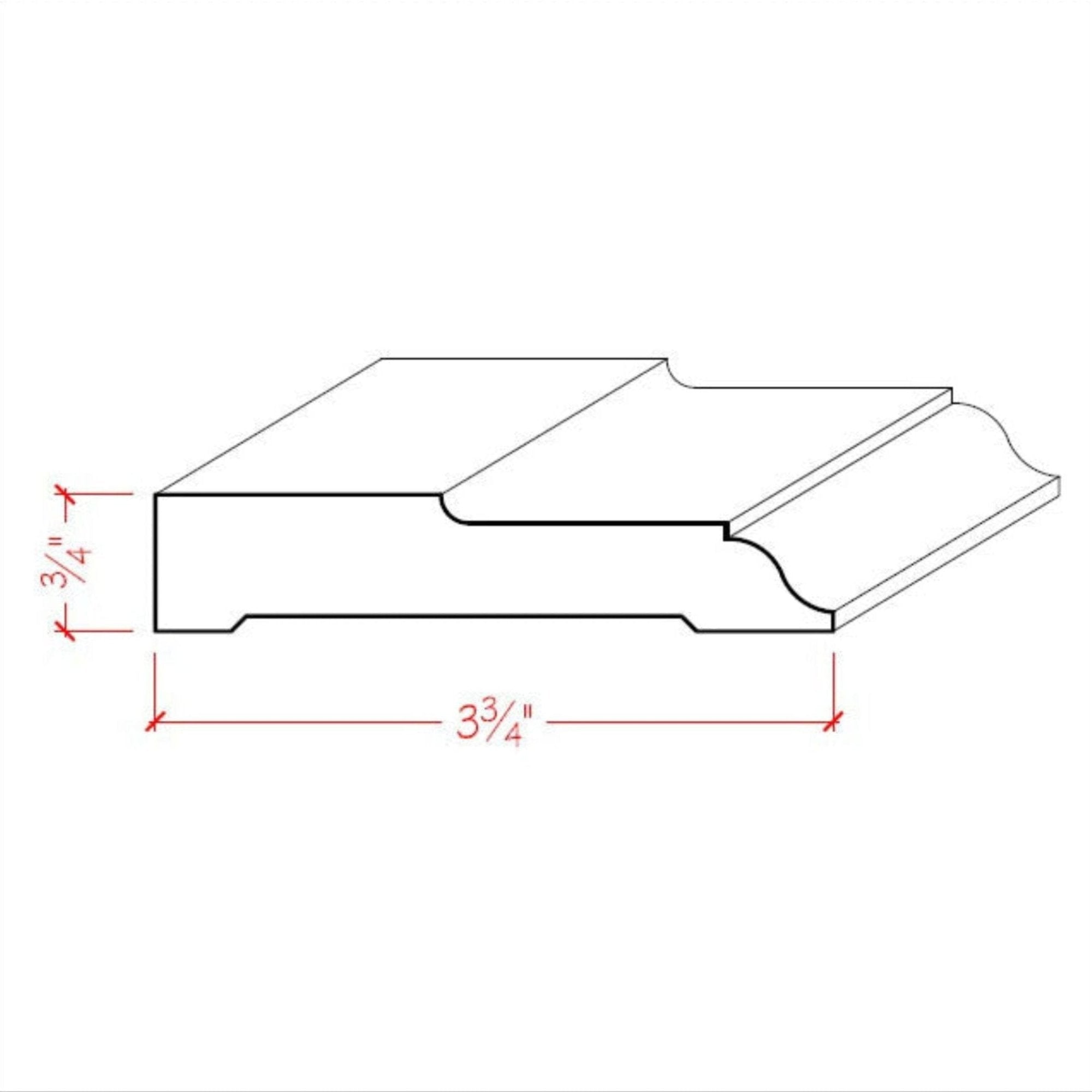 EWCA27 Colonial Casing 3-3/4" wide x 3/4" Trim. Unfinished Moulding