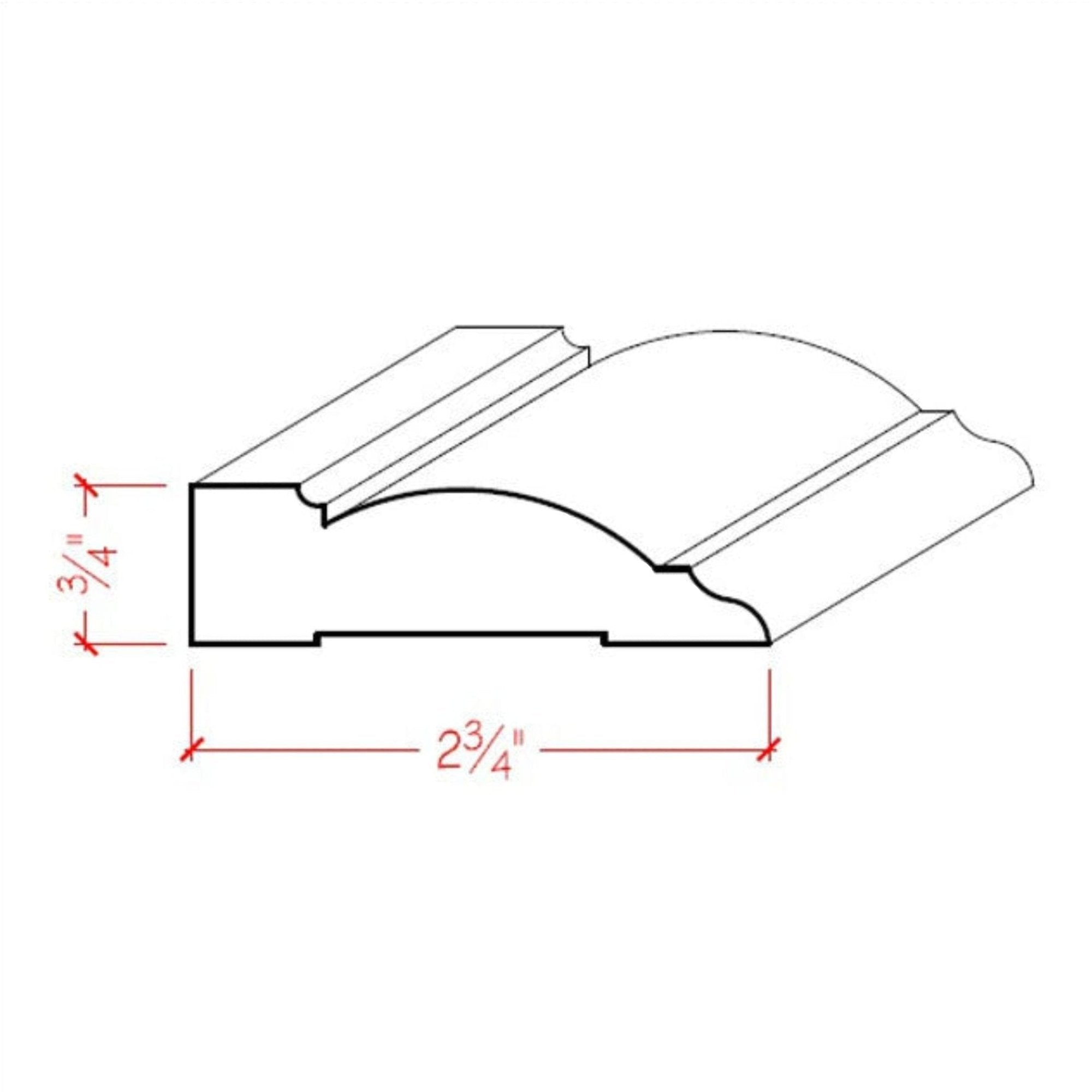 EWCA32 Casing 2-3/4" wide x 3/4" Trim. Unfinished Moulding