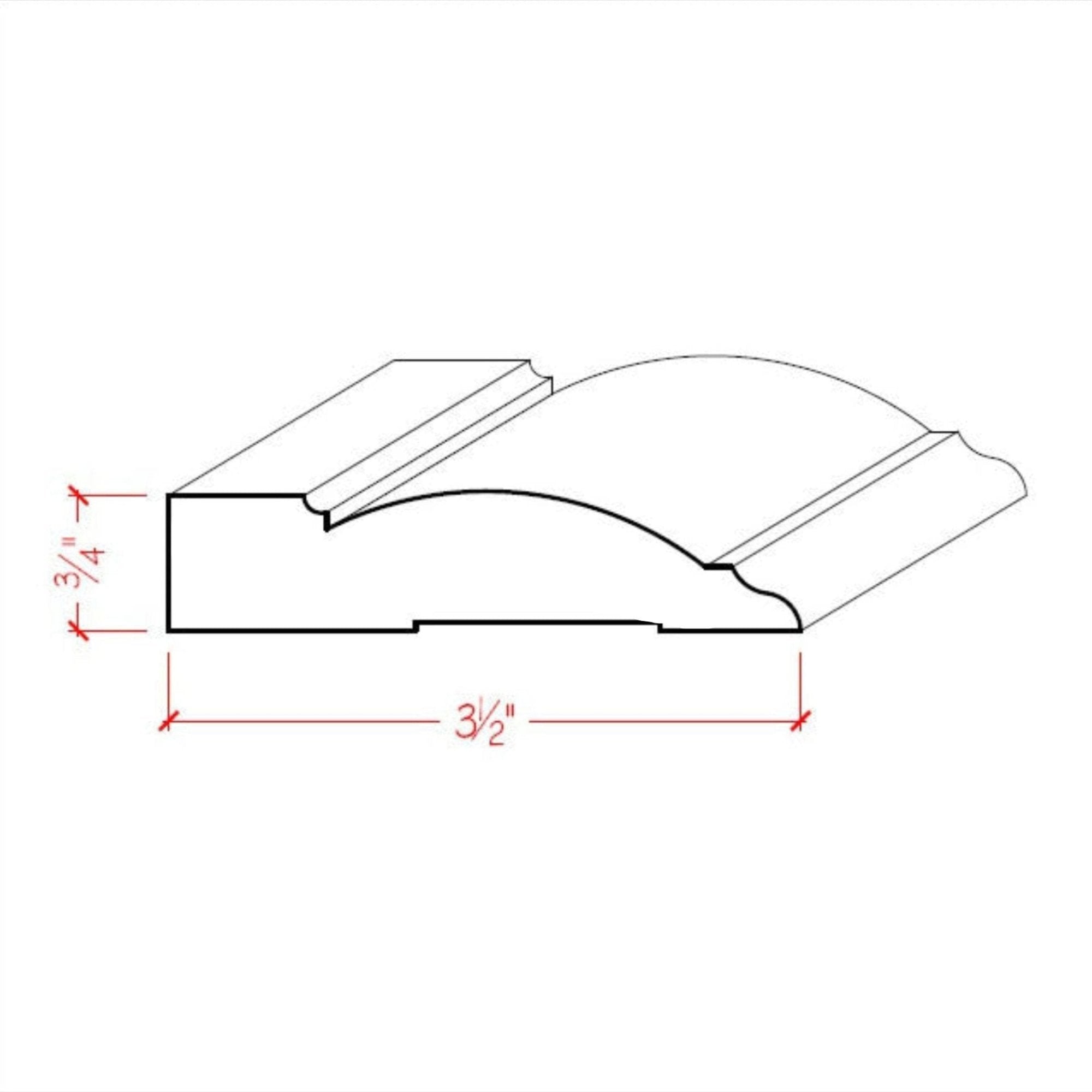 EWCA33 Casing 3-1/2" wide x 3/4" Trim. Unfinished Moulding