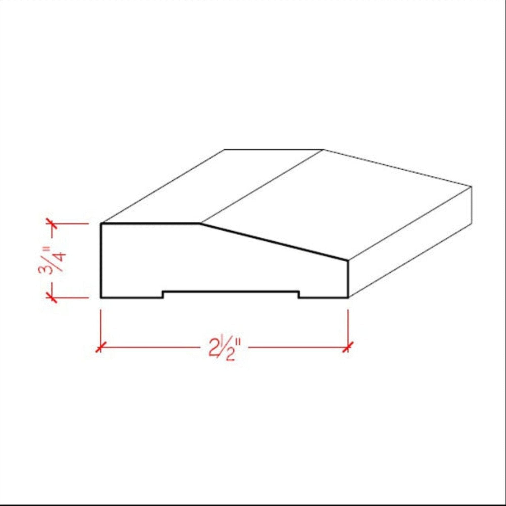 EWCA41 Contemporary 2-1/2" wide x 3/4" Beveled Casing. Unfinished Trim