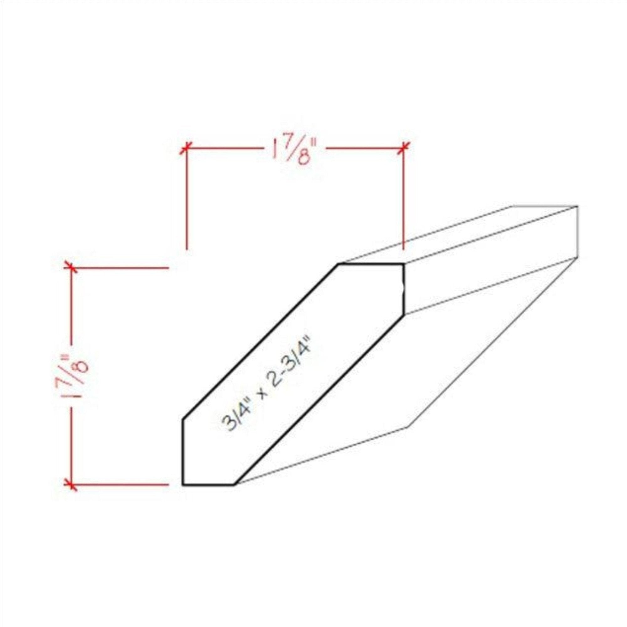 EWCR37 Crown 3/4" x 2-3/4" Unfinished 1-7/8" High x 1-7/8" Deep