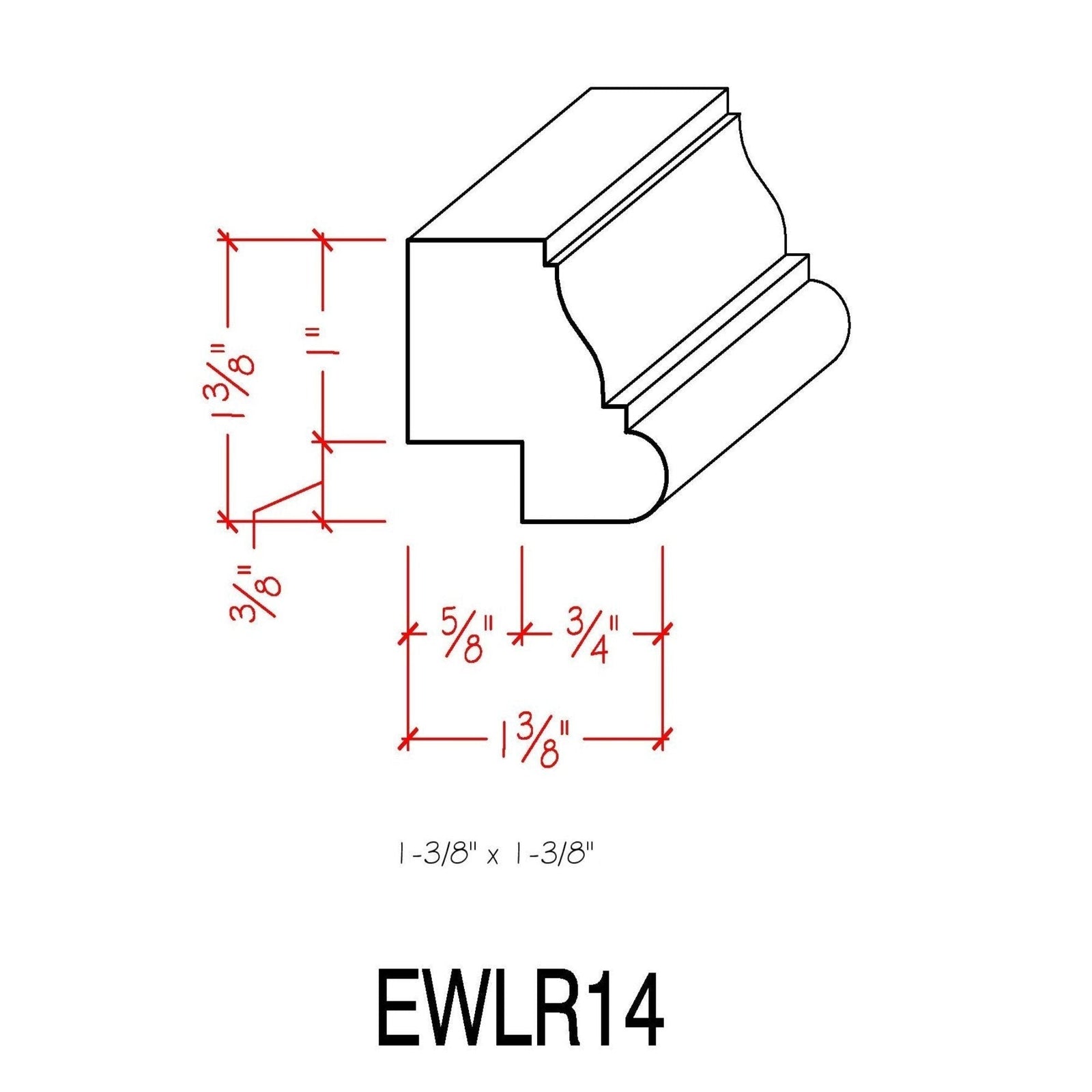 EWLR14 Kitchen Cabinet Light Rail 1-3/8