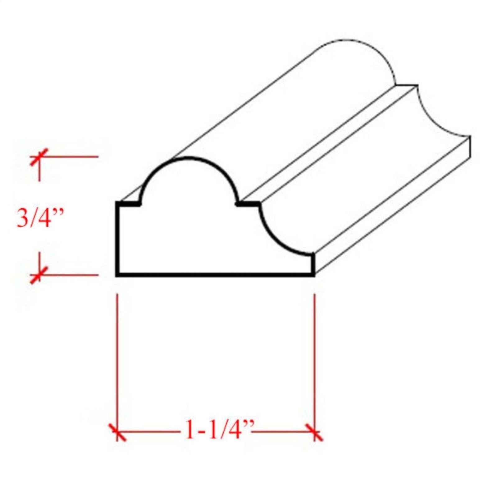 EWPM23 Nose and Cove Panel Molding 1-1/4