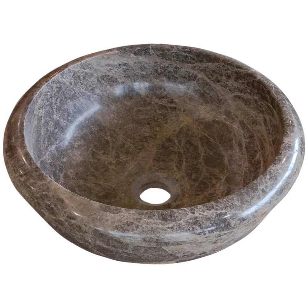 Lavabo de baño empotrado o sobre encimera de mármol de piedra natural color marrón Emperador