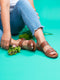 ELIZA Tan Women's Western Flair Slip On Sandal