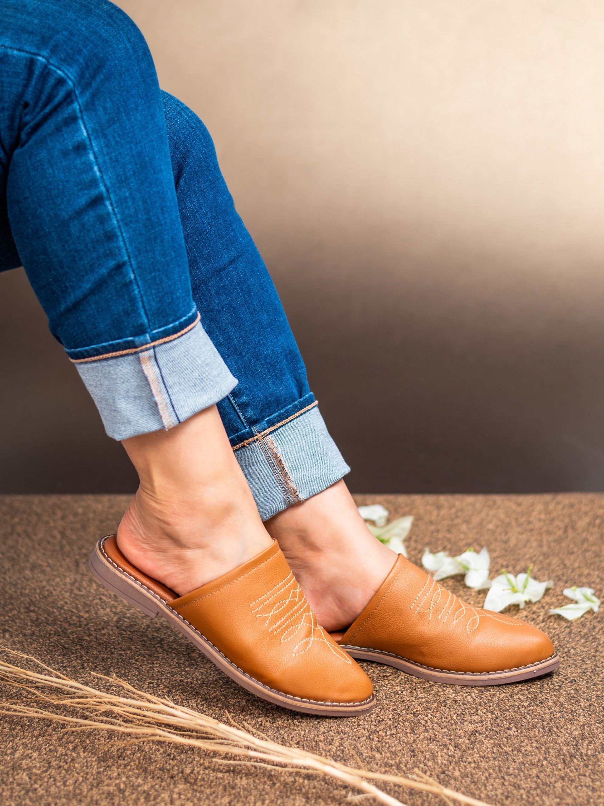 AVERY Tan Pointed Toe Slip On Shoe - Flats