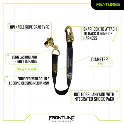 Cuerda de agarre con seguimiento automático Frontline RGSS58ES de 5/8" con cordón de 3'