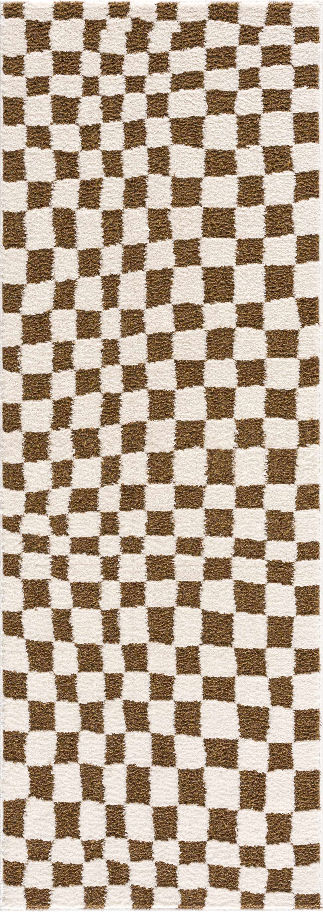 Alfombra de cuadros marrón Lajos