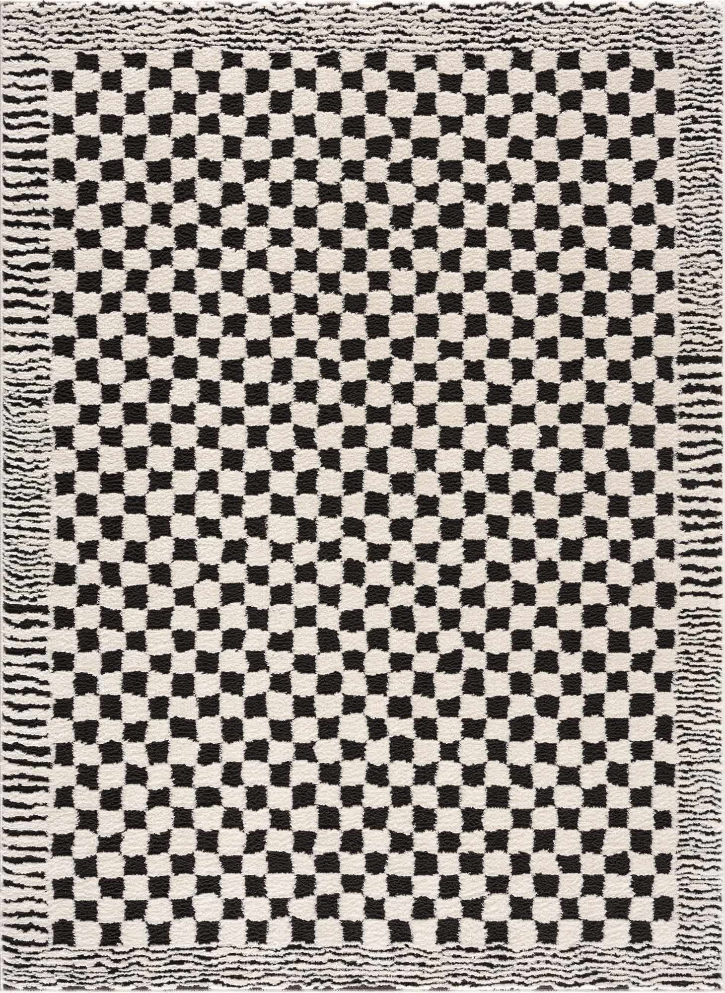 Alfombra de cuadros blancos y negros Leryn